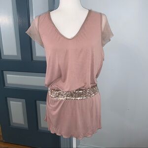 Saja Light Tunic Top Sequin Waistband Size Small
